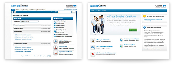 CareFirst Connect screens